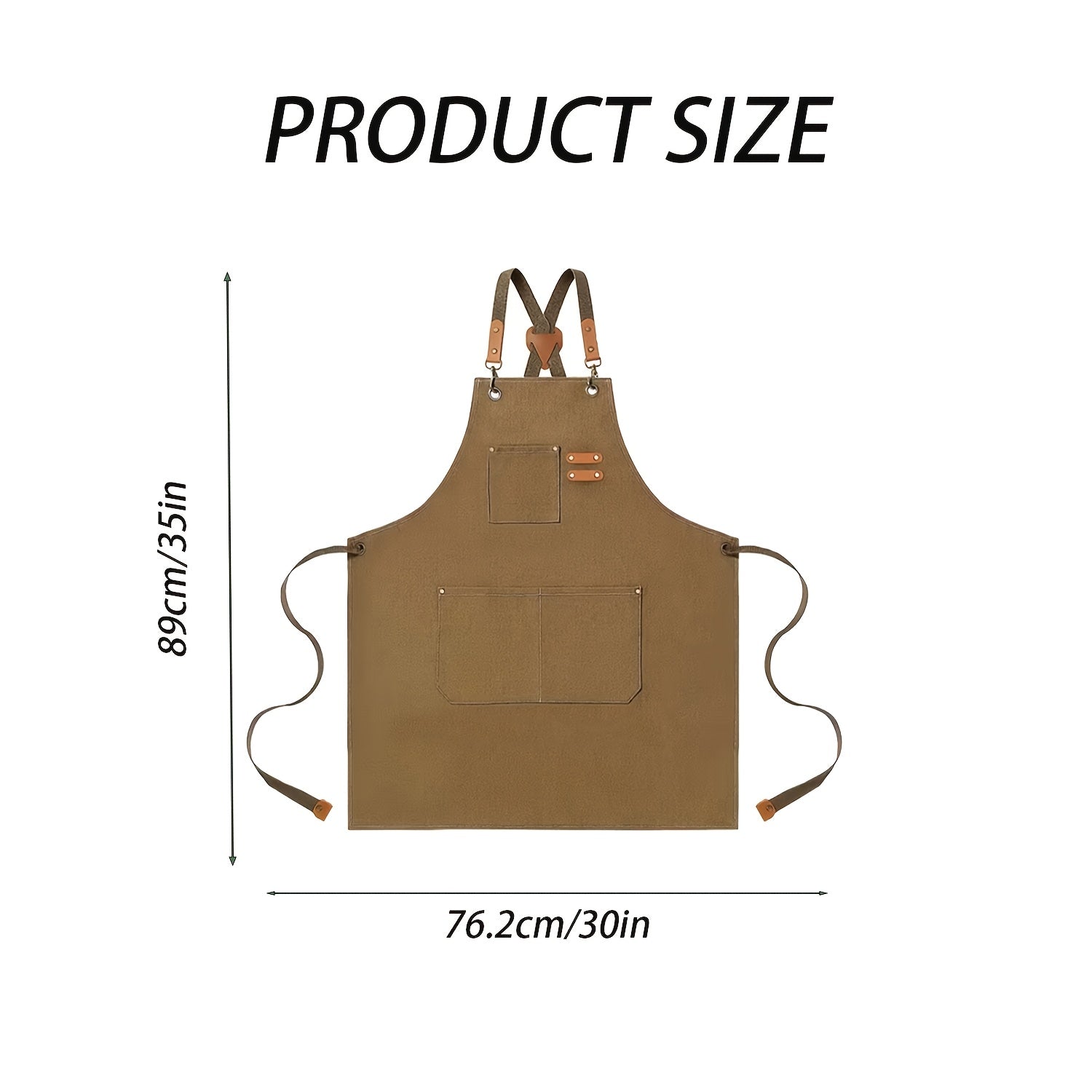 Men And Women's Cross-back Apron, Made Of Canvas with Material, Suitable for Outdoor Barbecues, Outdoor Work, Art Painting And Gardening. It Has 3 Tool Pockets And Adjustable Fastening.