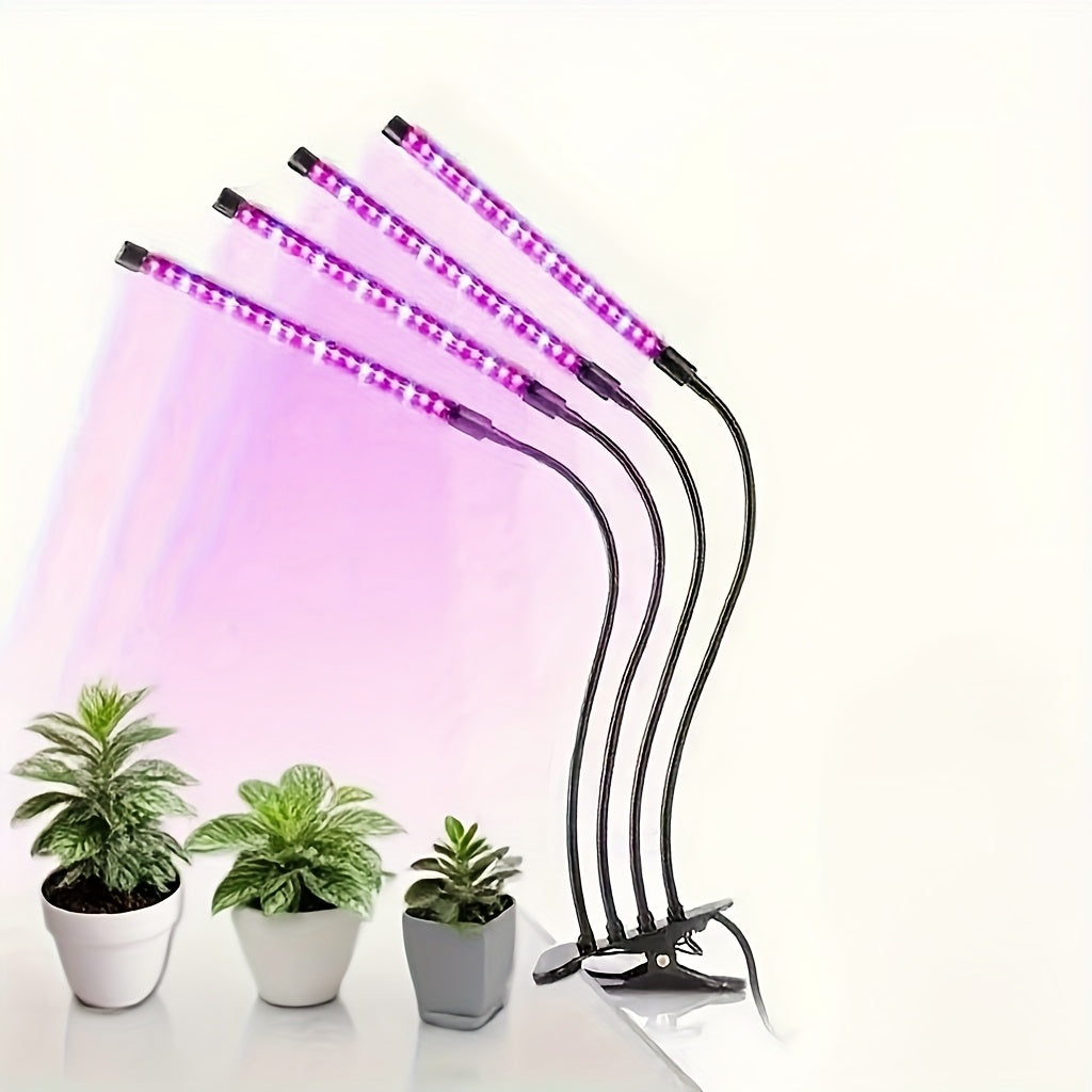 Plant Grow Light LED Grow Light 4 Heads/2 Heads Grow Light Full Spectrum Clip-on Plant Grow Light With Blue Red LED Suitable For Indoor Plants 5 Levels Dimmable 3/9/12 Hours Timing Suitable For All Kinds Of Plant Growth, Valentine'S Day