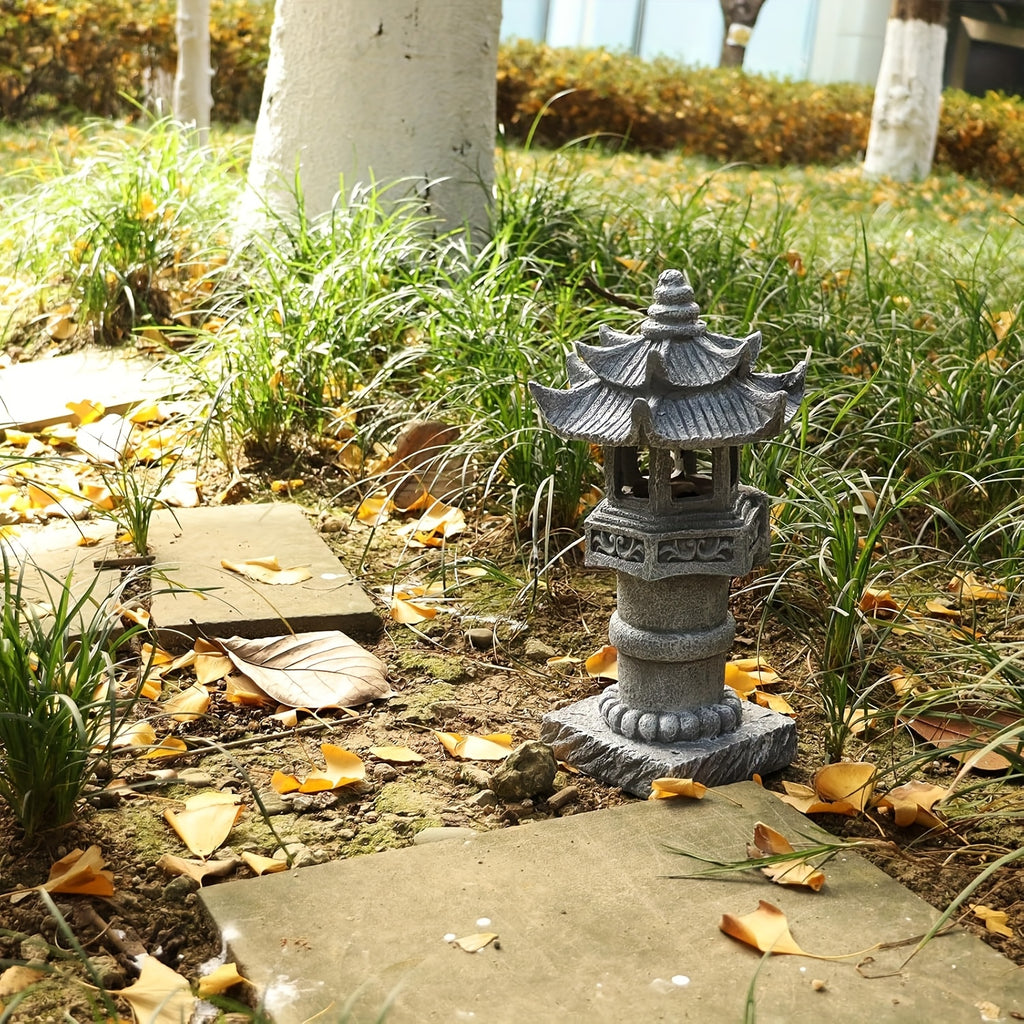 Solar Pagoda Light IPX4, Japanese Pathway Light, Solar Outdoor Statue, Garden Light, Zen Pagoda Decorative Light for Courtyard and Porch, Light Control Light, Outdoor Statue
