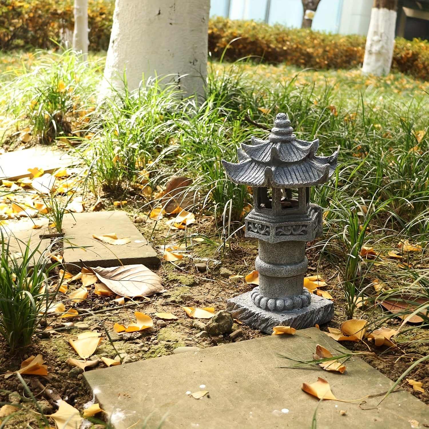 Solar Pagoda Light IPX4, Japanese Pathway Light, Solar Outdoor Statue, Garden Light, Zen Pagoda Decorative Light for Courtyard and Porch, Light Control Light, Outdoor Statue