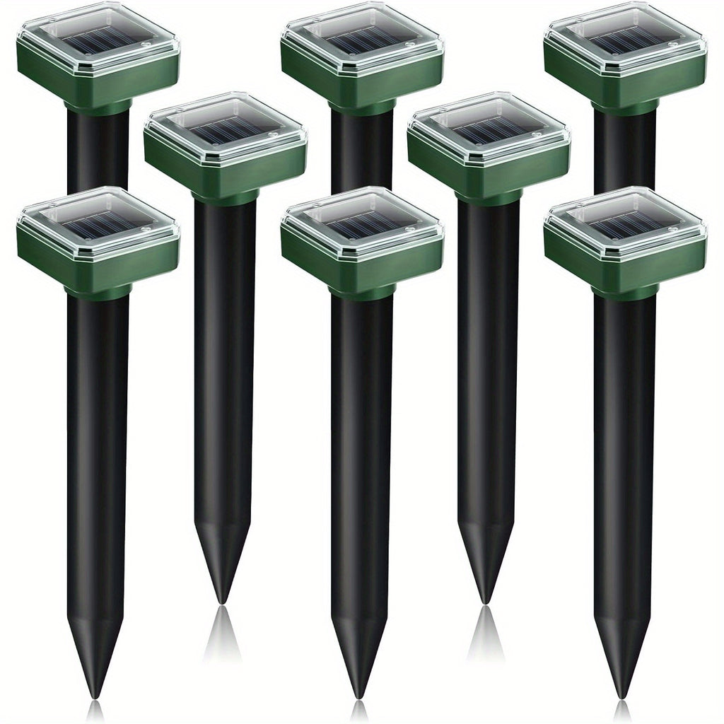 [Solar-Powered Repellent] Solar - Powered Soundwave Technology Repellent (8 - Pack, Upgraded): Repel Moles, Gophers, Voles and Insects in Your Yard with Repellent Spikes, Keep Burrowing Animals at Bay