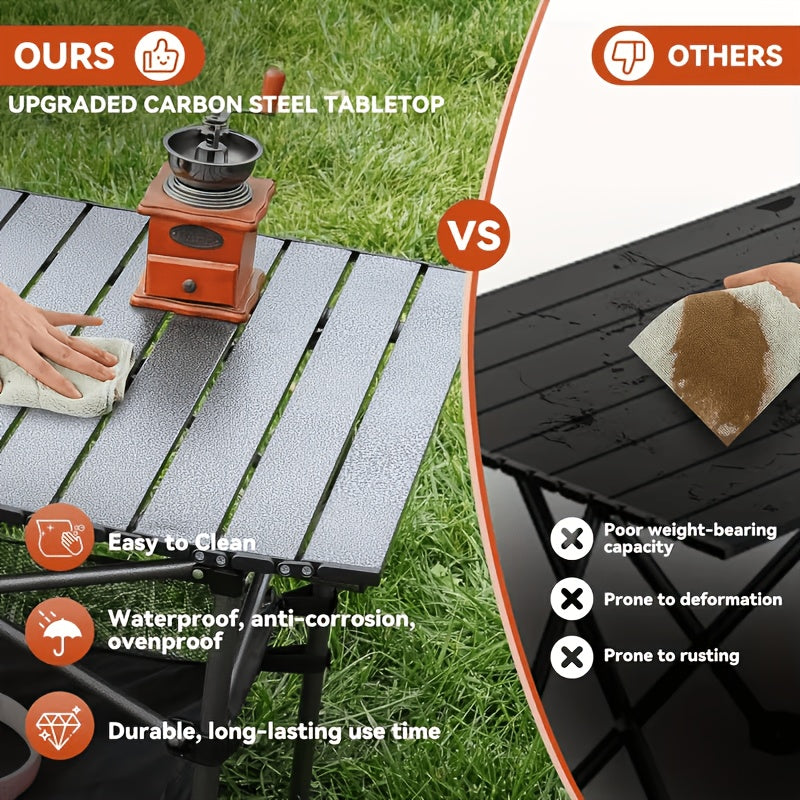 Portable Folding Patio Table Includes Storage Bag. Lightweight And Foldable Patio Table Outdoor Table Sturdy Construction Suitable for Patios Gardens Terraces Picnics Barbecues Beaches Parties Compact And Durable Design Suitable for Various Occasions