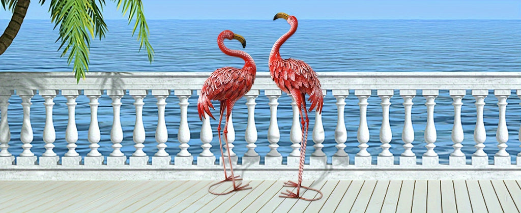 [Outdoor Flamingo Decor] 1pc, 36-Inch Outdoor Metal Flamingo Decor, Rustic Bird Yard Art, Standing Flamingo Statue For Lawn, Backyard, Porch, & Patio, Garden Sculpture, Single Pack