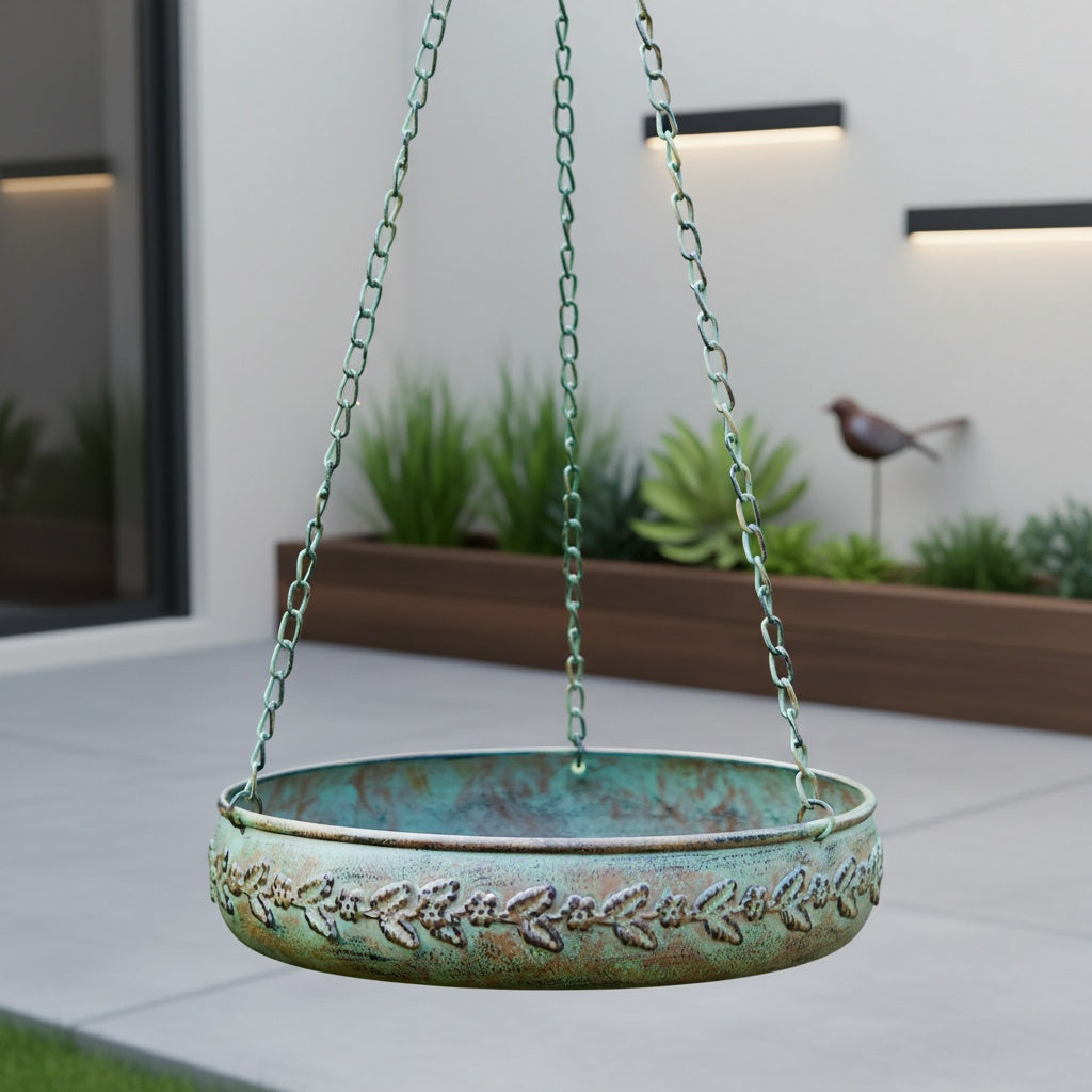 Hanging Bird Baths For Outdoors, Outdoor Bird Bath, Metal Bird Feeder, Back Yard, Deck, Patio Garden Decoration