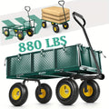 GVDV 800LBS Heavy Duty Garden Cart with Liner, 3 Cu Ft, 10" All-Terrain Wheels, 180° Rotating Handle, Durable Utility Cart for Yard Work, Hauling, And Outdoor Use, Foldable Garden Wagon,