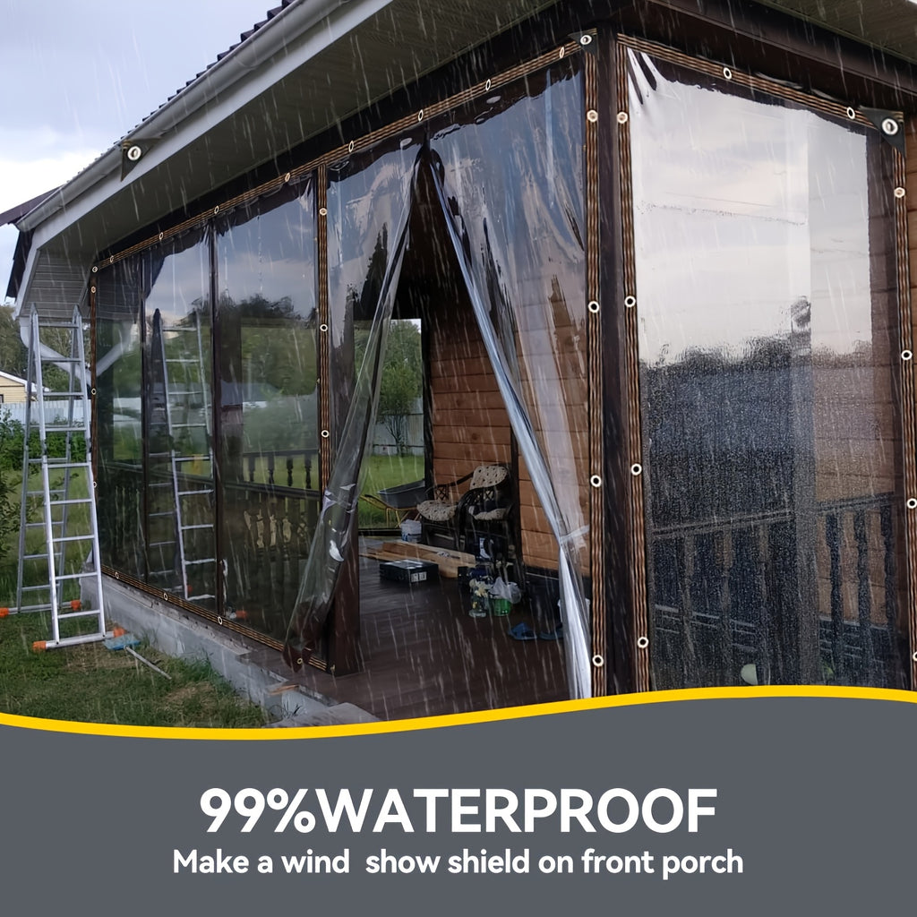 Heavy Duty Clear Waterproof Windproof Tent Cloth - Attached Loops, Ropes And Ties for Outdoor Use - Perfect for Patios, Chicken Coops, Porch Awnings, Plant Covering And Camping