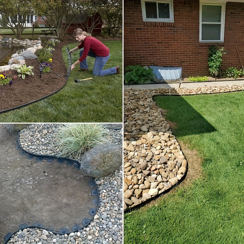 Flexible Garden Boundary Tape Measuring 393.7 Inches, Or 787.4 Inches, Designed for Landscape Edging. This Mini Plastic Fence Comes with 30 Stakes And Is Suitable for Flower Beds in Courtyards