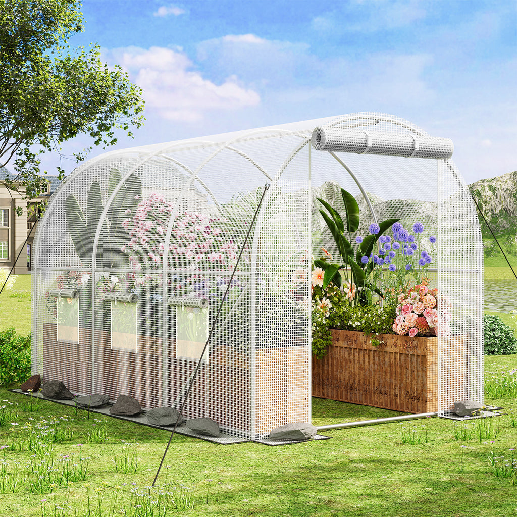 Whonline 1pc Greenhouse for Outdoors, Mini Portable Flower Garden Plant Kit Outside, Heavy Duty 4 Tiers Steel Frame and Durable Cover, For Halloween and Christmas