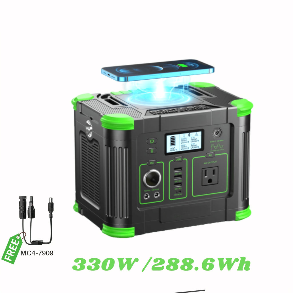 330W Portable Power Station/330W Powerstation With 100W Solar Panel, Equipe With Digital Display Screen, 288.6Wh Solar Generator With 110V Pure Sine Wave Output, Fast Charging, Battery Backup Supply For Home Emergencies, Outdoor Camping, Road Trips