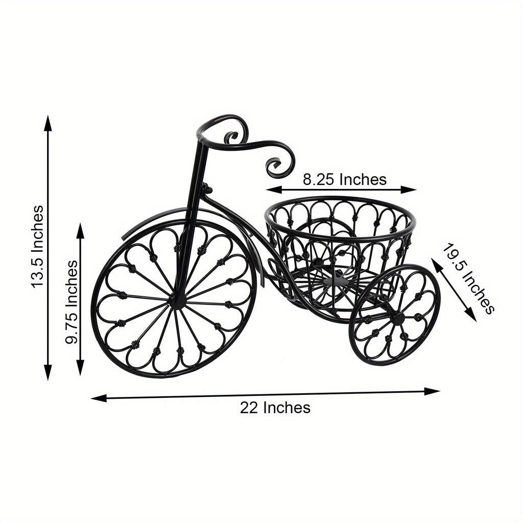 2-Inch Black Metal Bicycle Basket Planter - Indoor/Outdoor Decorative Plant Holder with Sturdy Frame, Perfect for Kitchen Additions, Spring Decorations, Summer Decorations