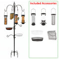 SNYNUXX Squirrel-proof Bird Feeder, 94-inch Adjustable Heavy-Duty Feeder Rod, Outdoor Wild Bird Feeder Set, Includes Shepherd Hooks, Squirrel Baffle, Metal Tray, Bird Feeder Cage, And Bird Bath Dish. Suitable for Gardens, Gift for Family
