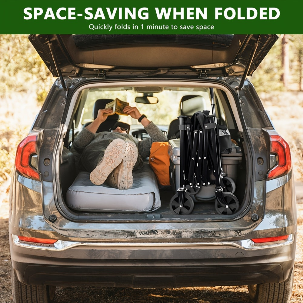 380/520/780-Pound Capacity Heavy-Duty All-Terrain Folding Cart - Stainless Steel Frame And 600D Oxford Fabric, Foldable Multi-Functional Truck, Suitable for Camping, Gardening, Beach, Shopping, with Sturdy Handle Design And Durable Wheel Design