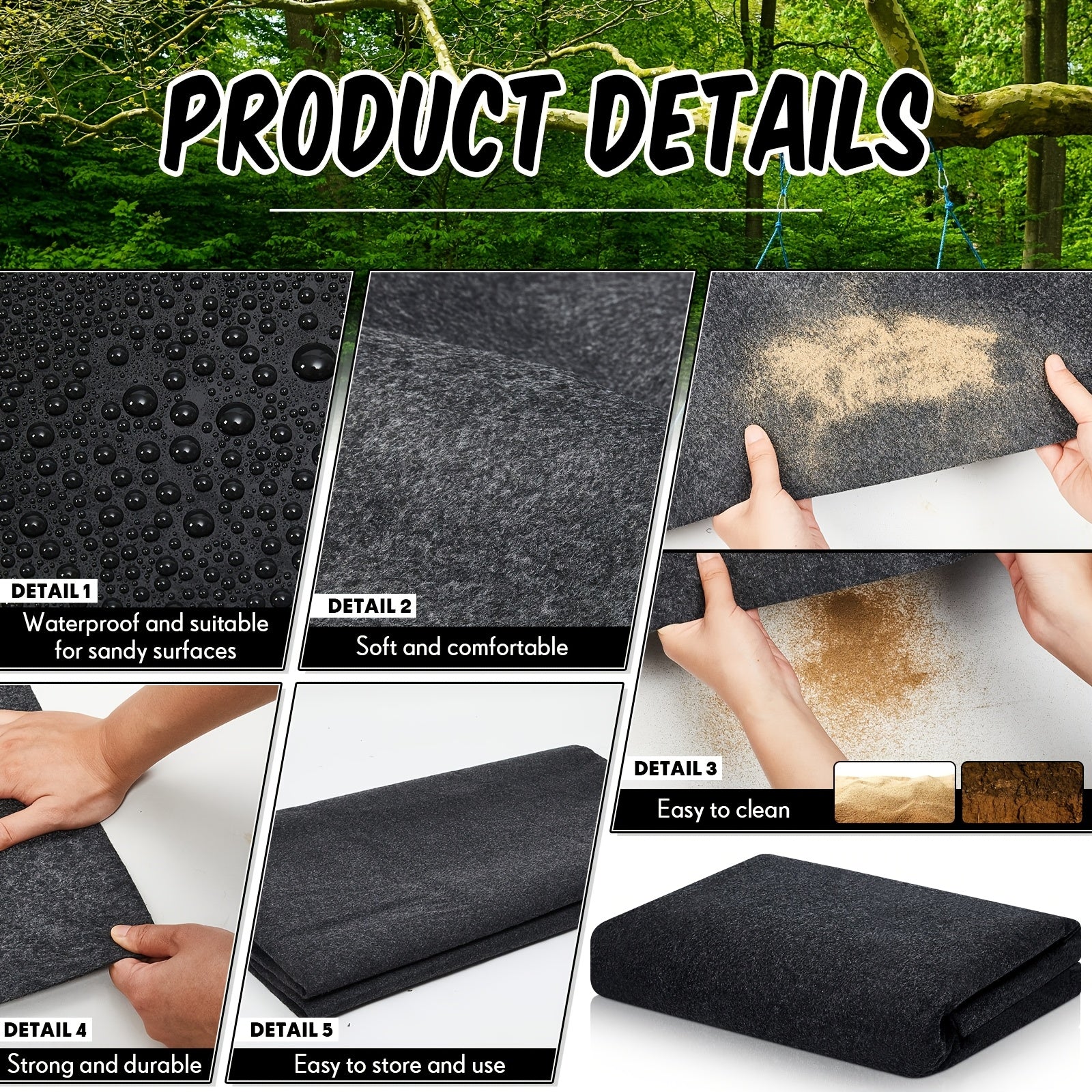 Outdoor Storage Shed Floor Mat Waterproof Outdoor Carport Mat Thickened Soft Patio Furniture Mat Washable with Non Slip Backing, Storage Shed Not Included (5 X 3ft)