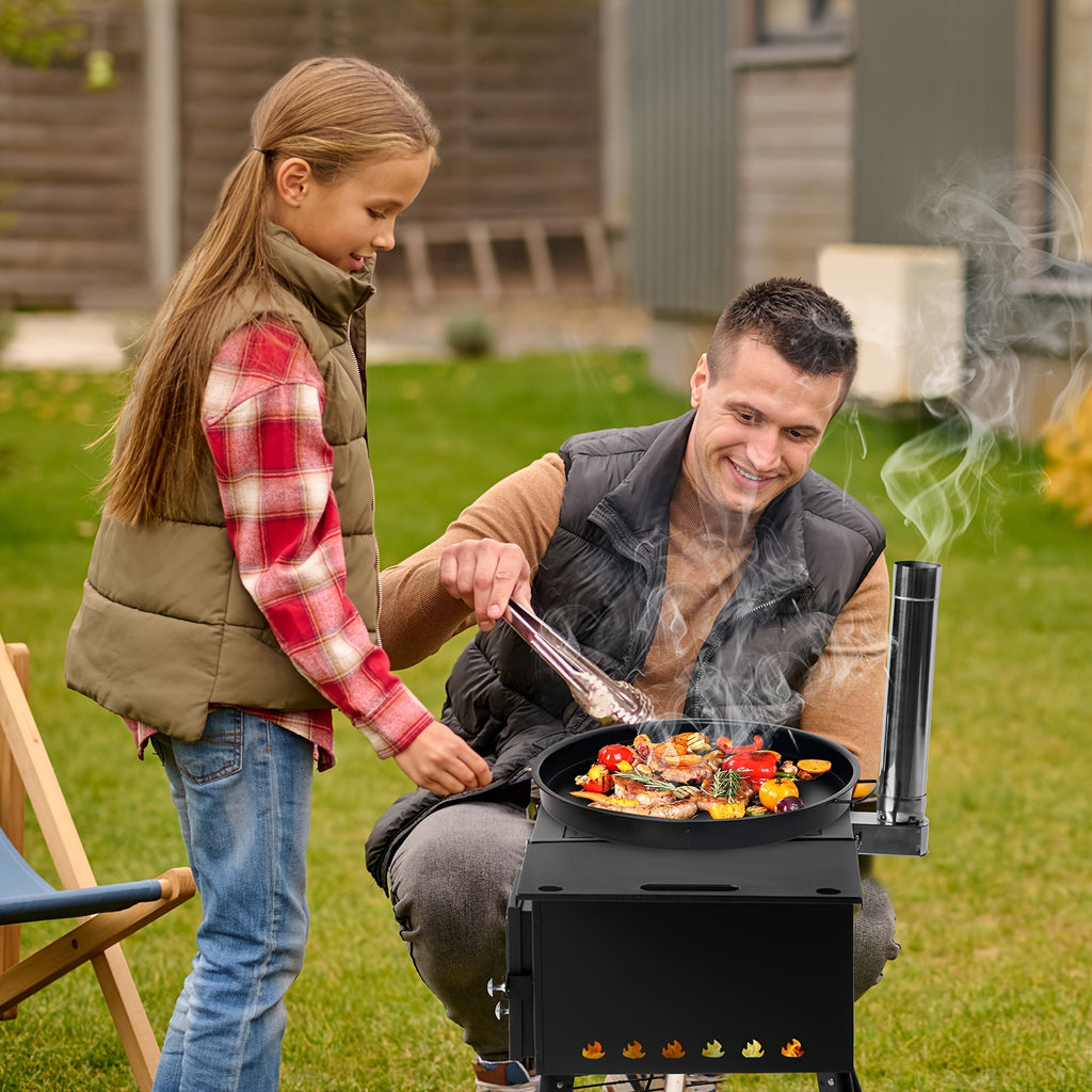 Camping Wood Stove, Outdoor Portable Tent Wood Burning Stove with Stainless Chimney Pipes, Tent Stove Jack & Gloves for Outdoor Camping Cooking And Heating (Black)