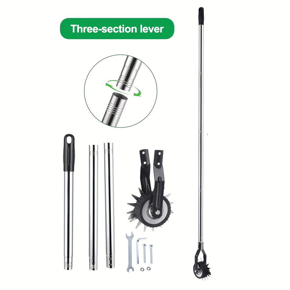 The Sakerplus Wheeled Lawn Trimmer - Features a 3/4 Stainless Steel Handle - And Is Designed for Manual Use - As a Rotary Lawn Edger - It Is Ideal for Yard Weeding And Sidewalk Trimming