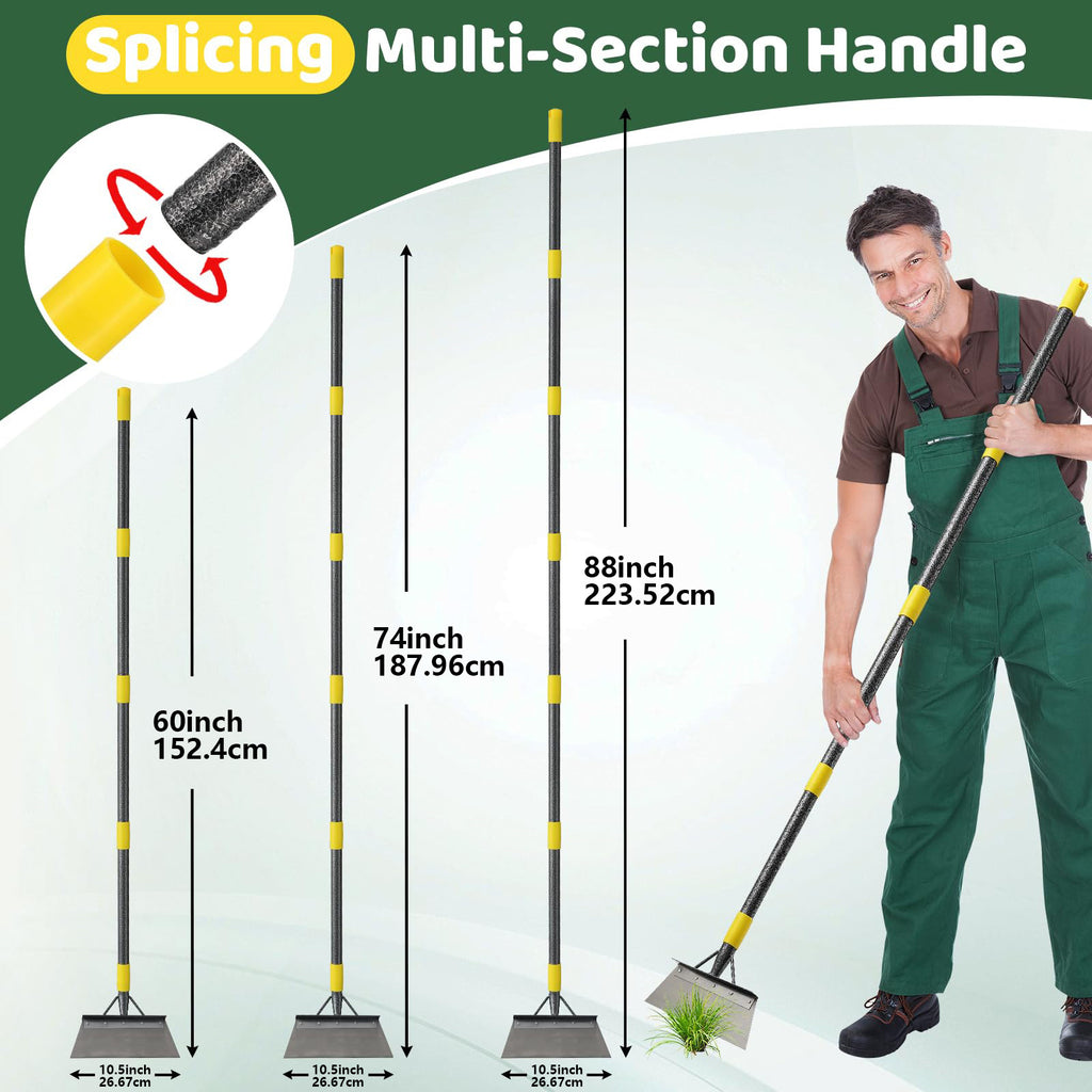 YEYEBEST Garden Flat Shovel Scraper, 60/74/88 Inch Long Multifunctional Garden Cleaning Shovel Available for Selection, Heavy Duty Floor Scraper Long Handle, Metal Weeding Scraper for Lawn Edging, Snow Ice Removal