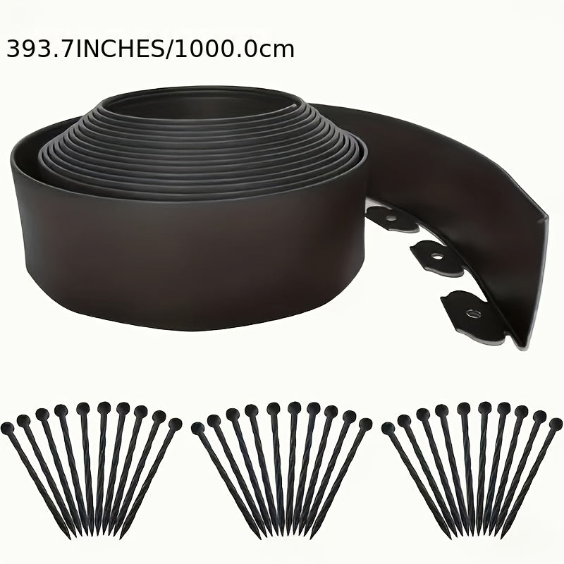Flexible Garden Boundary Tape Measuring 393.7 Inches, Or 787.4 Inches, Designed for Landscape Edging. This Mini Plastic Fence Comes with 30 Stakes And Is Suitable for Flower Beds in Courtyards