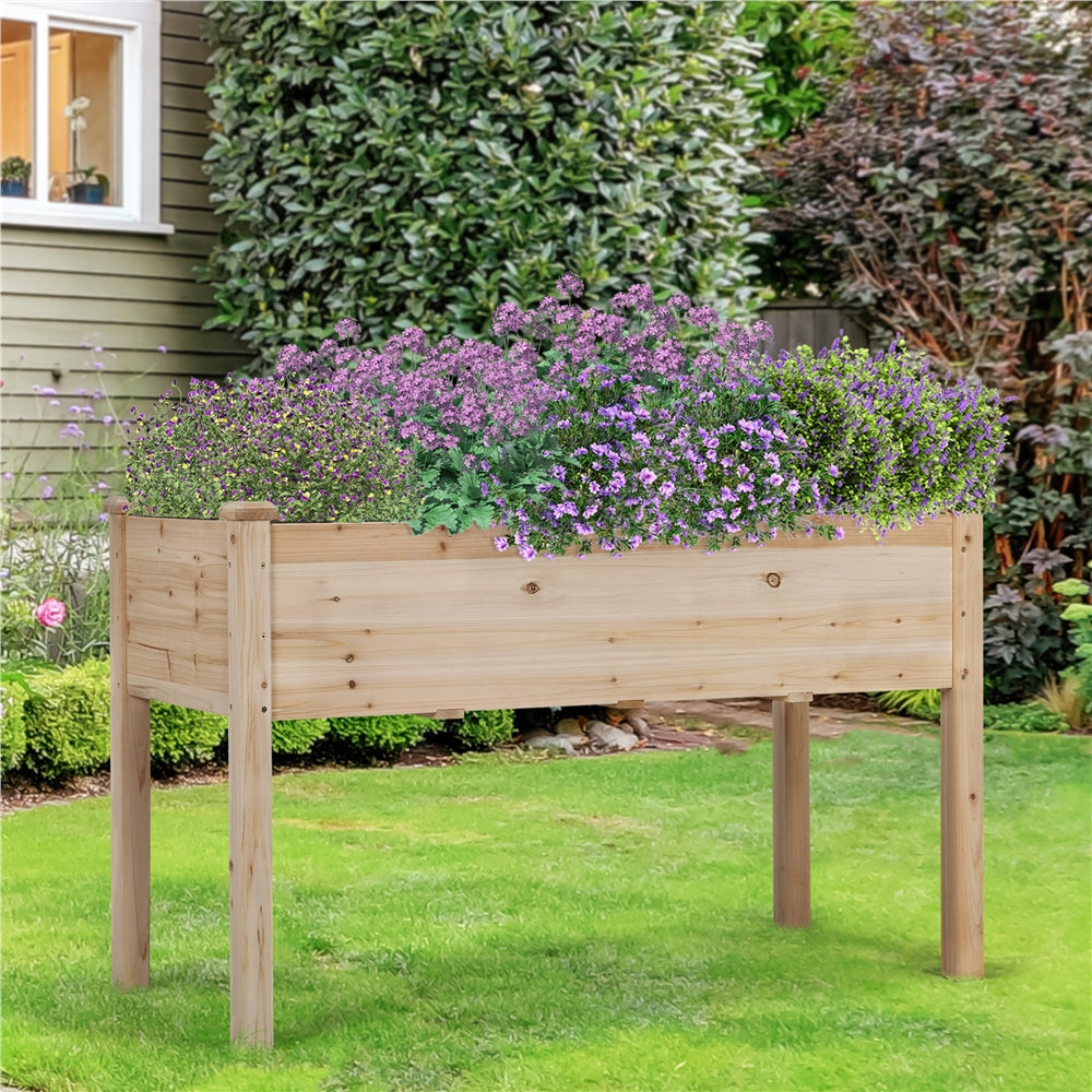 Costoffs Fir Wood Garden Bed Planter Box Raised Vegetables Flowers Bed Elevated Planter for Garden and Yard