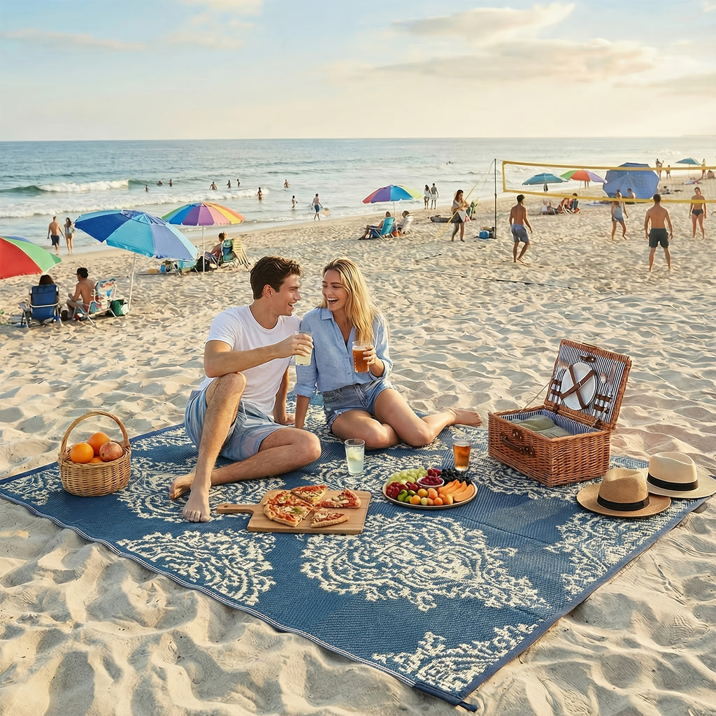 Reversible Mats, Plastic Straw Mat, Modern Area Mat, Large Floor Mat And Mat for Outdoors, RV, Patio, Backyard, Deck, Picnic, Beach, Trailer, Camping