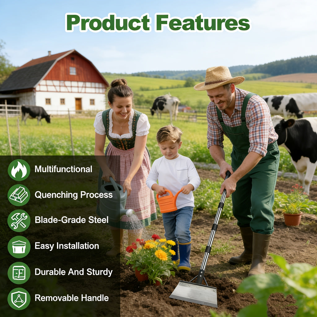 Heavy Duty Stainless Steel Multifunctional Garden Shovel - Adjust for Weeding, Lawn Edging, Digging, Snow/Ice Removal & Floor Scraping | Durable Outdoor/Indoor Spade & Scraper Tool