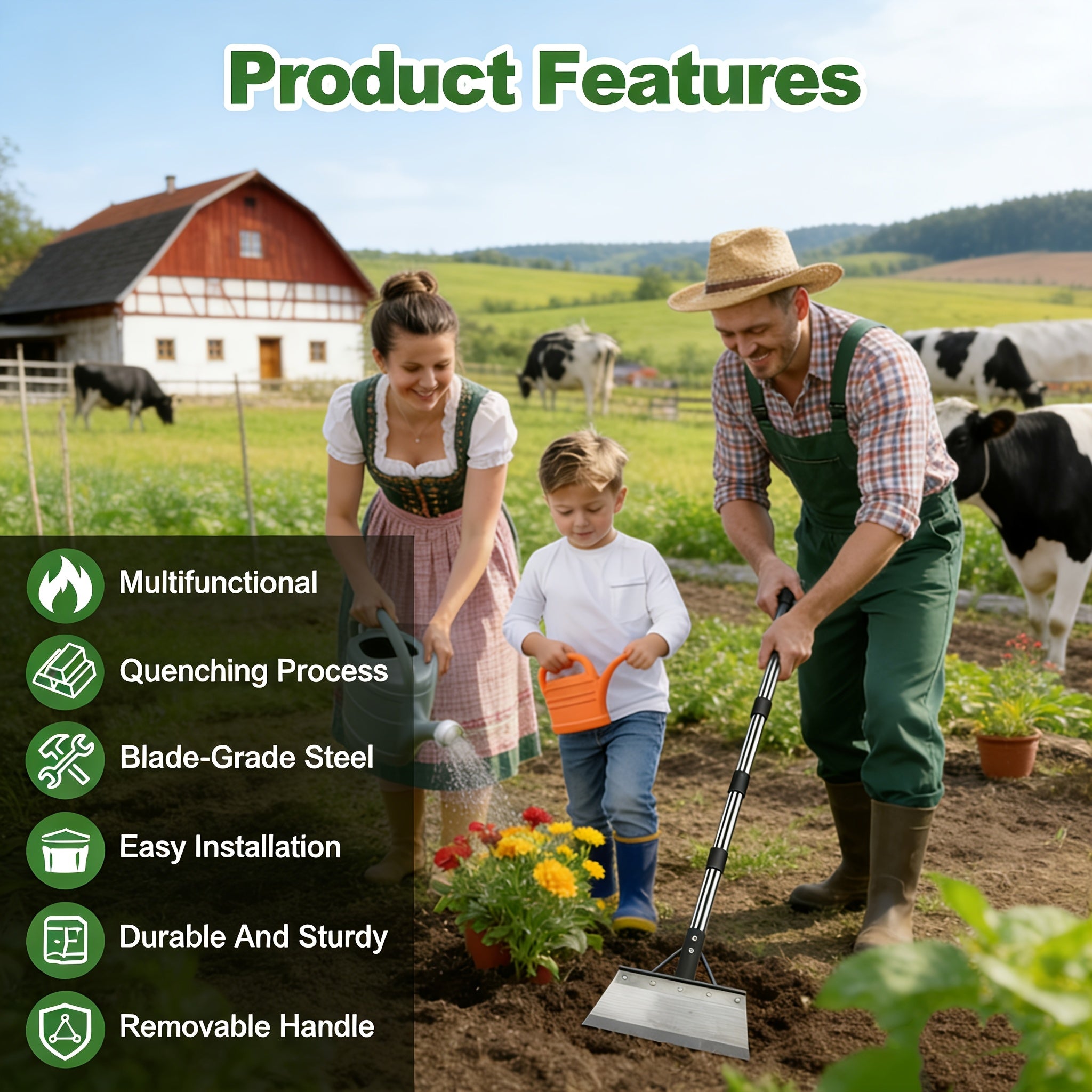 Heavy Duty Stainless Steel Multifunctional Garden Shovel - Adjust for Weeding, Lawn Edging, Digging, Snow/Ice Removal & Floor Scraping | Durable Outdoor/Indoor Spade & Scraper Tool