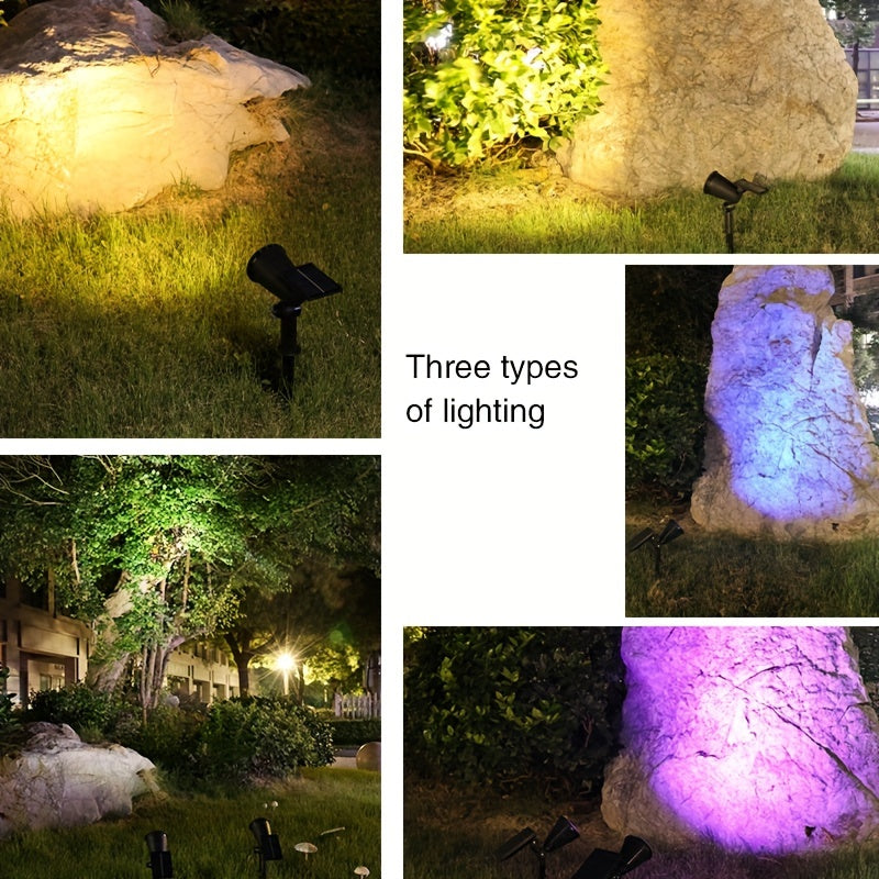 Energy Saving Solar 9LED Landscape Spotlight Set - Multifunctional Garden Mood Light with Adjustable Stake, Crystal Decoration, Suitable for Outdoor Decorations, Perfect for Courtyards, Balconies, Lawns, Walkways, Villas, Playgrounds and Halloween
