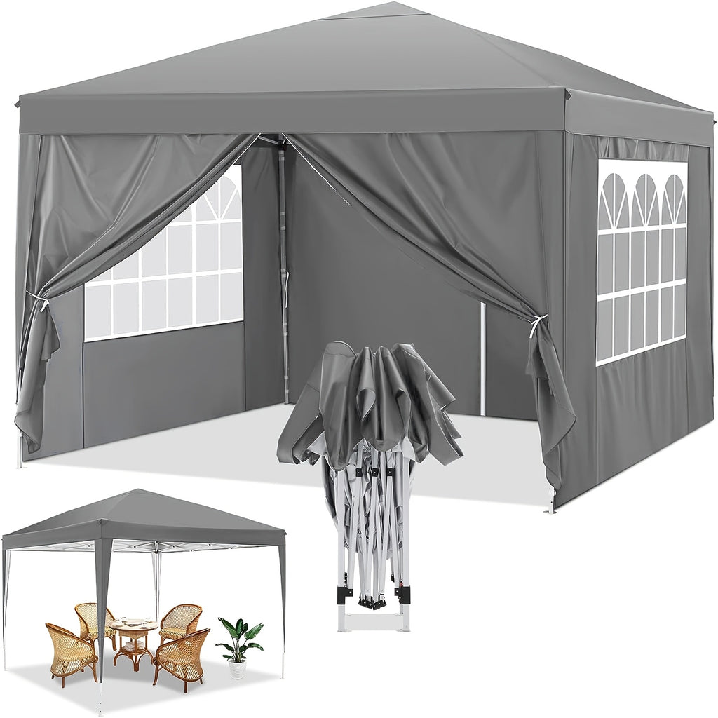 10×10ft Waterproof And Stable Against Cold, Party Tent With 4 Side Panels, Pop-up Folding Gazebo, UV Protection 50+, Garden Gazebo With Transport Bag, Easy To Install And Remove