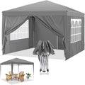 10×10ft Waterproof And Stable Against Cold, Party Tent With 4 Side Panels, Pop-up Folding Gazebo, UV Protection 50+, Garden Gazebo With Transport Bag, Easy To Install And Remove