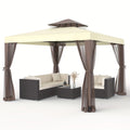 10'x10' Gazebo Tent With Mosquito Netting Quick Set Up, Outdoor Canopy, 100 Square Feet Of Shade For Patio, Garden, Backyard