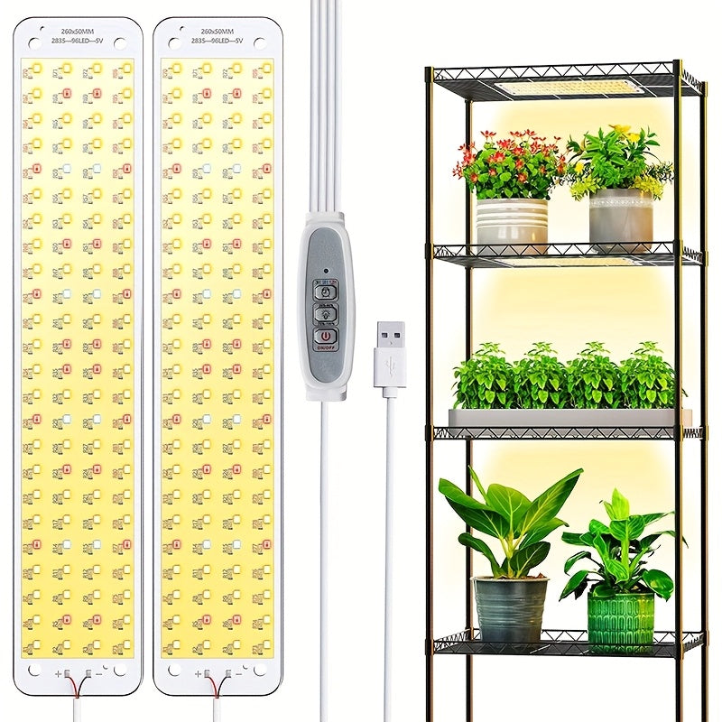 Grow Lights for Indoor Plants, Full Spectrum Ultra-Thin Sunlike Light Grow Light Panel with 3/6/12H Auto On/Off Timer for Hydroponics, Seedlings, Succulents, Veg, Flowers & Etc, Easy to Assemble, 4/2pcs Max Light Output: 210 Lumens