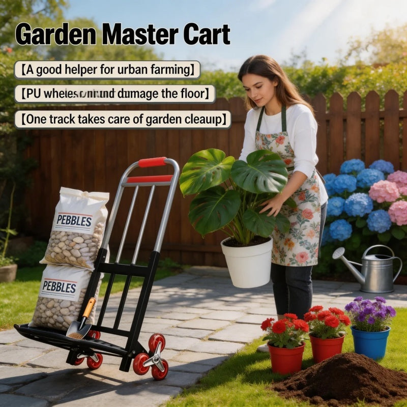 Portable Heavy-Duty Gardening Folding Cart | Equipped with Adjustable Buckles, Climbing Wheels, and Portable Lifting Function, Triangular Wheel Design, Easy to Store and Fold, High Load Capacity, Very Suitable for Transporting Heavy Items up and Down