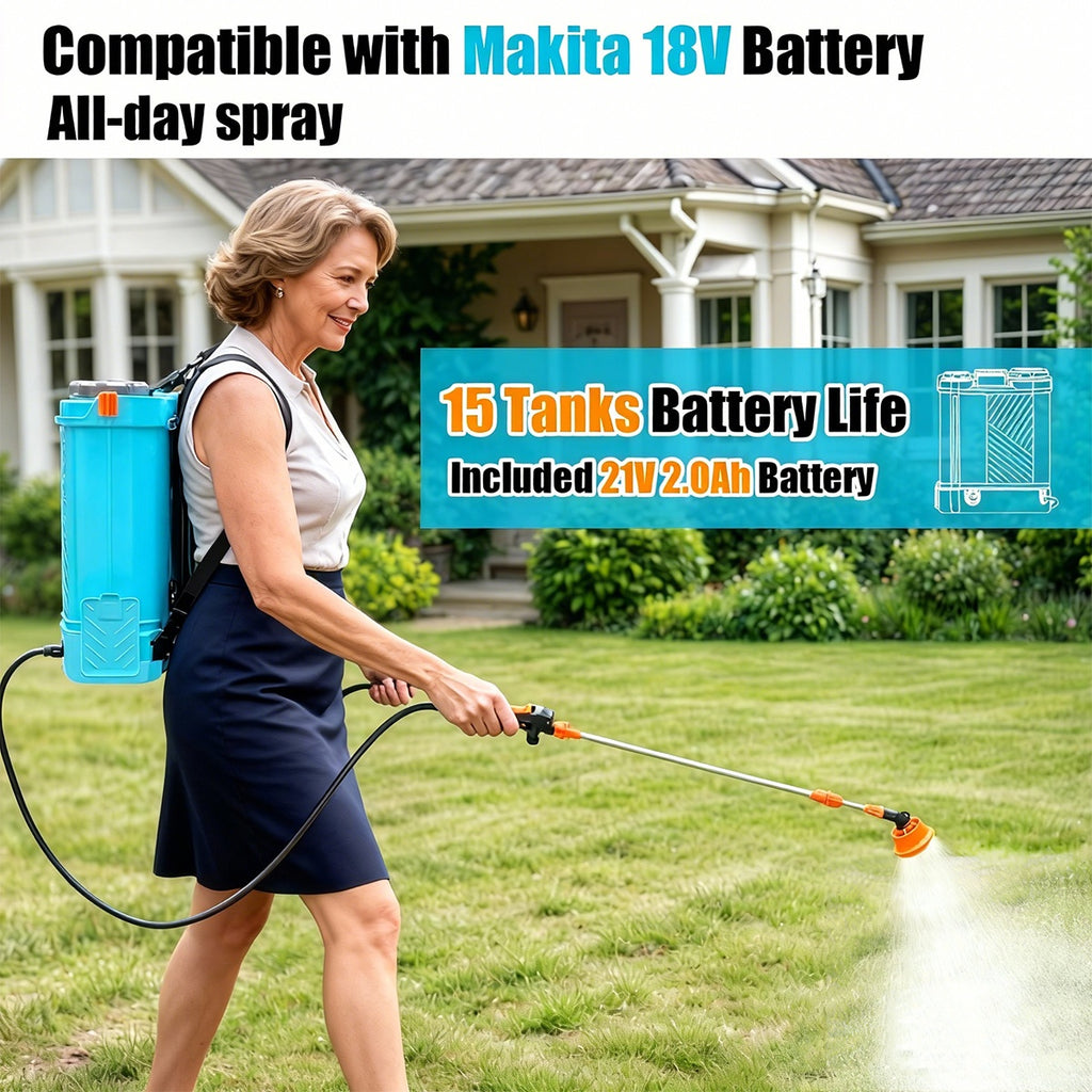 3.2 Gallon Backpack Sprayer Battery Powered, 0-80 PSI Adjustable Pressure Sprayer Compatible with 18V Battery, Electric Sprayer with Steel Telescopic Spray Wand, 5 Nozzles, 2.0Ah Battery&Charger Included