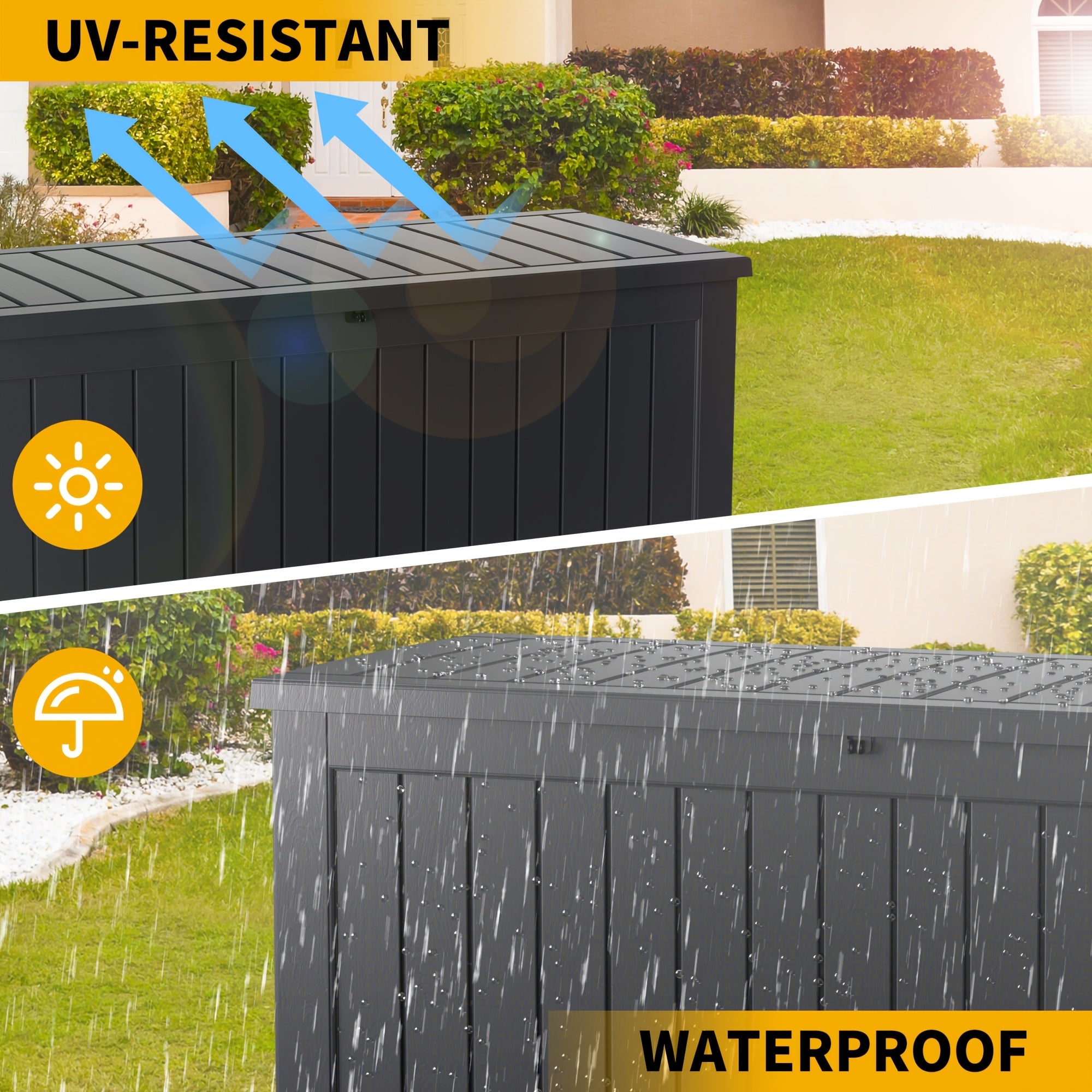 240/130 Gallon Waterproof Outdoor Storage Box with Locking Lid UV Protective Side Handles - Suitable for Patio Furniture, Pool Additions, Gardening Tools, Outdoor Storage Cabinets, Home Storage, Perfect Holiday Gift for Christmas, Thanksgiving, Box