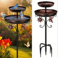 46 Inch Heavy-duty Metal Double-layer Bird Bath Tub -7.9 Feet Plus 12 Inches Double-layer Large Capacity Water Collection Feeding Basin, 5-claw Stable Base, Durable, Courtyard Decoration, Easy To Install And Clean, Multifunctional Bird Feeder