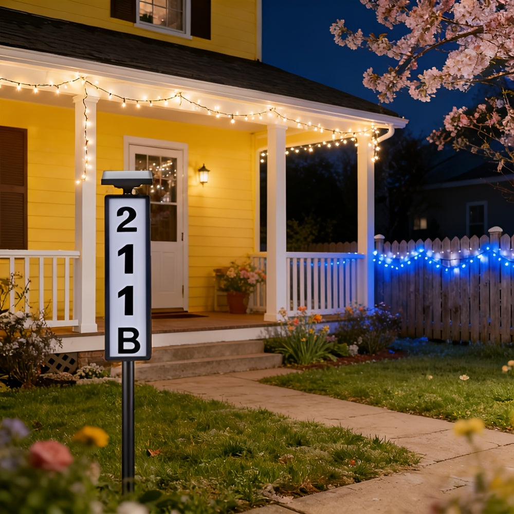 Solar-powered House Number Light, Ground-inserted Lawn Lamp, No Wiring Required, Automatically Lights Up At Night, Prominent Address Plaque, Suitable For Homes, Mailboxes, Factories, And Commercial Areas, Outdoor Christmas Garden-- IP44 Splash-proof