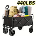 220-700lbs Heavy Duty Multi Functional Folding Outdoor Courtyard Garden Handcart, All Terrain Wide Wheels, with Handles, Large Capacity, Side Pockets, Steel Construction, Suitable for Beaches, Lawns, Camping, Gardening Supplies, Camping Gear