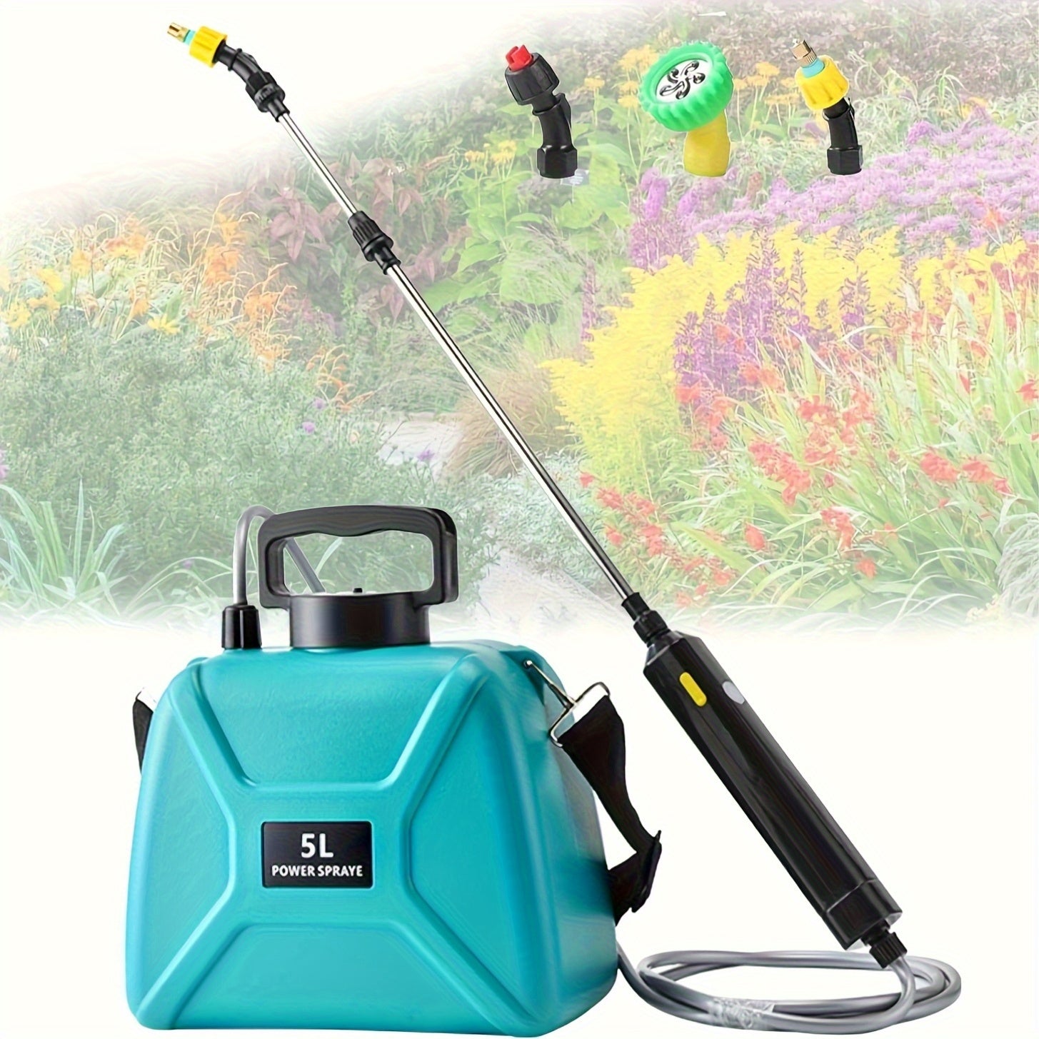 1.32gal Electric Sprayer, High-Performance Electric Sprayer Featuring 3 Mist Nozzles, Extendable Wand, Garden Sprayer Equipped with Adjustable Shoulder Strap for Lawn, Garden, And Cleaning Tasks