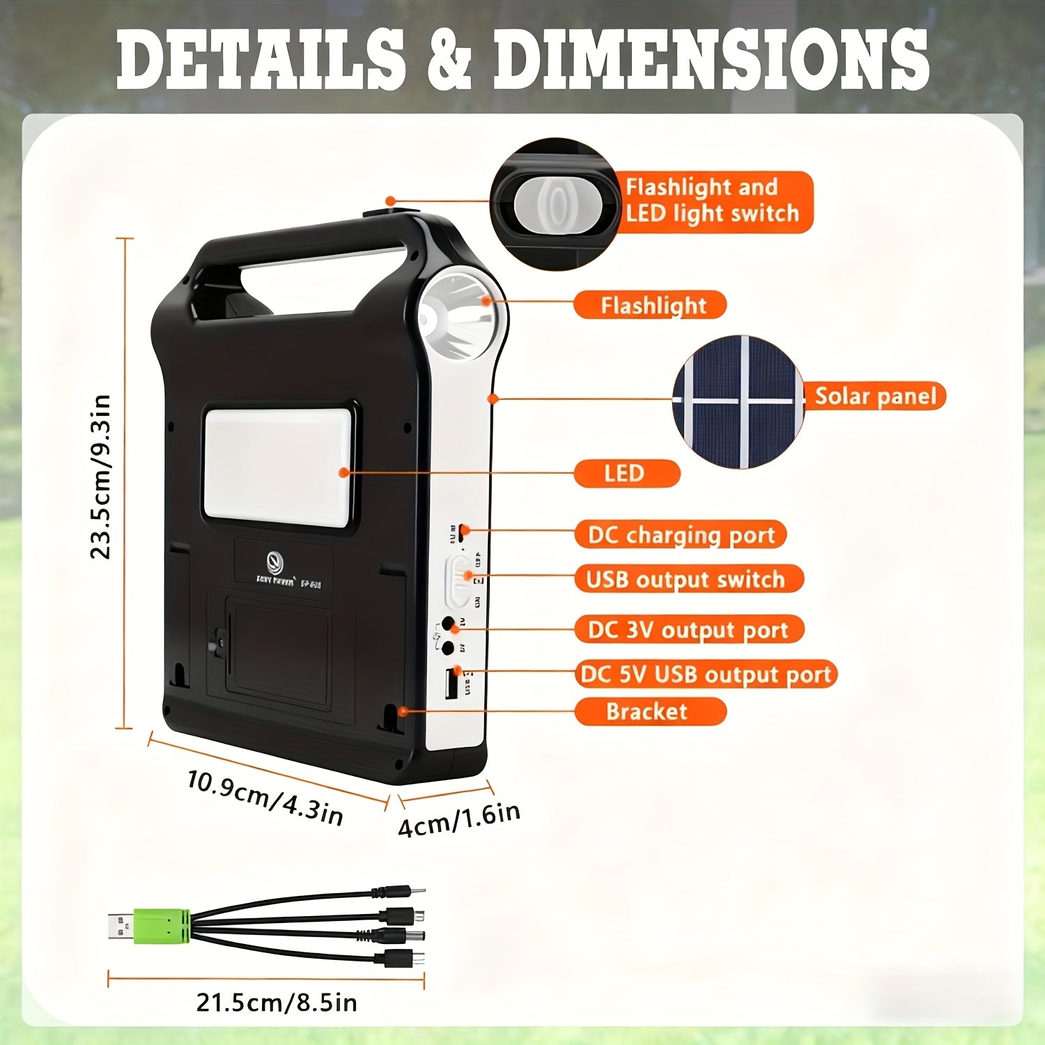 Portable Solar Panel Power Storage Generator System With USB Charger- Rechargeable Lithium Battery, 5V Solar Panel Energy Storage Ideal For Home Solar Energy Kit, Solar Charging, Solar Charging Kit Ideal Gift Tools For Men, Christmas Gifts