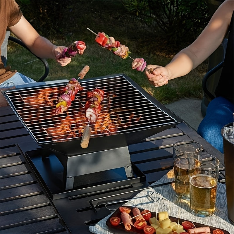 18.5 Inch Outdoor Fire Pit Charcoal BBQ Grill with Fire Poker & Spark Screen Cover, Portable Wood Burning Heating Grill for Bonfire, Camping, Backyard Party & Family Gathering, Father's Day Gift for Dad, BBQ Gifts for Men