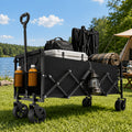 Collapsible Wagon Cart, 550/450/330/220LBS Heavy Duty Folding Utility Wagon with Cup Holders, All-Terrain Wheels Portable Foldable Shopping Cart for Camping Beach Garden Grocery