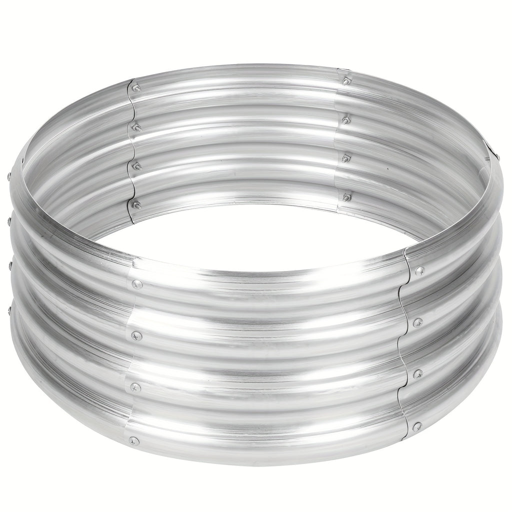 Galvanized Fire Pit Ring for Outside Wood Burning, Metal Firepit Liner for Above Ground Outdoor Camping Beach Backyard Park