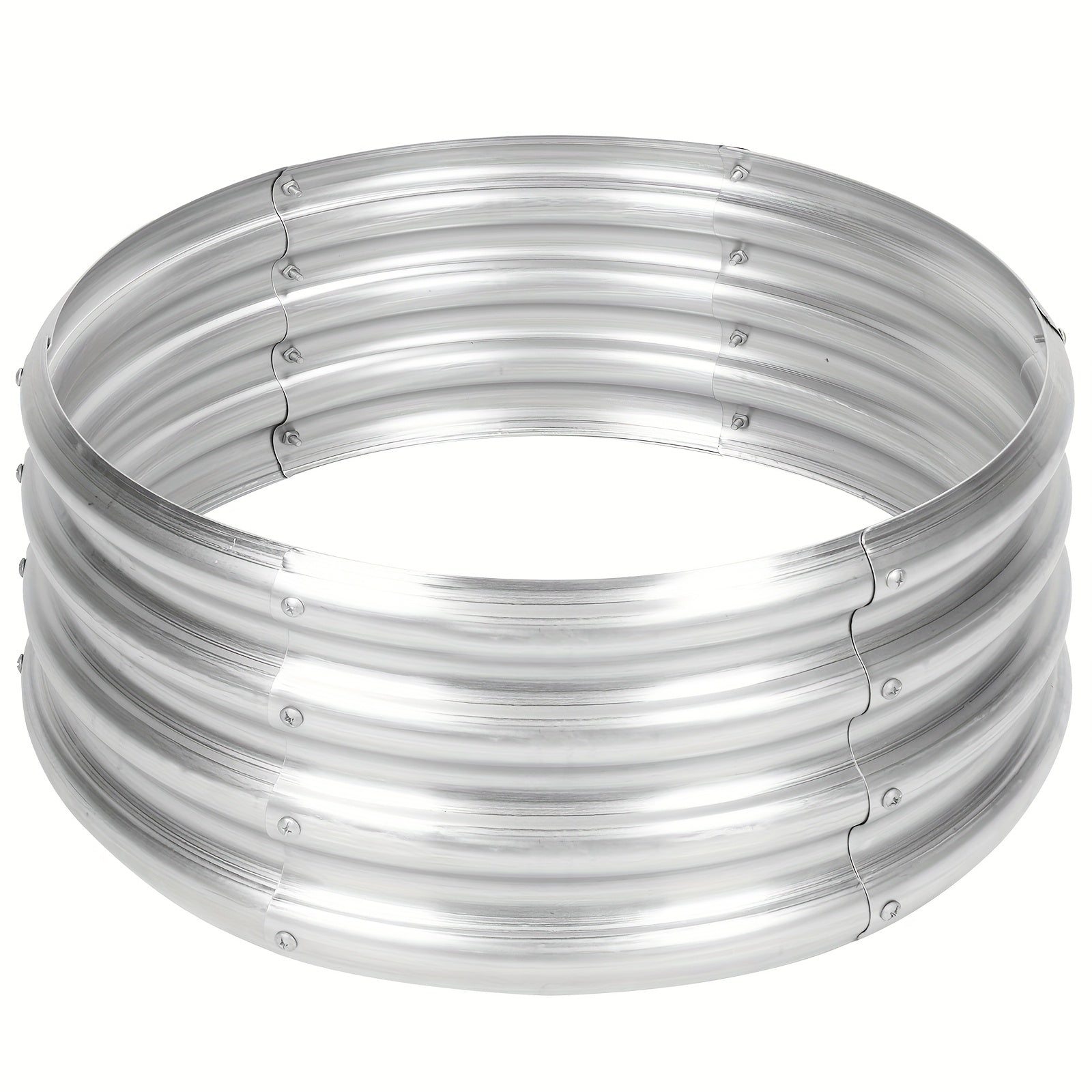 Galvanized Fire Pit Ring for Outside Wood Burning, Metal Firepit Liner for Above Ground Outdoor Camping Beach Backyard Park