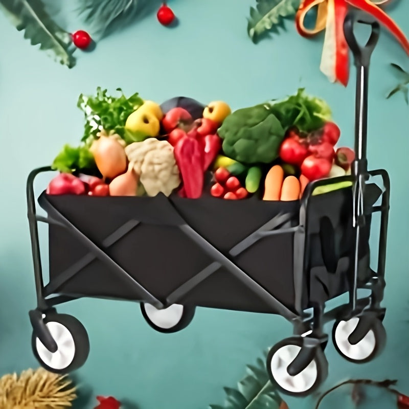 Car Portable Folding Station Wagon - Folding, Heavy Duty Wheels, Multi-functional for Beach, Camping & Grocery Shopping -  Can Carry 330lbs - For Outdoor Enthusiasts & Families