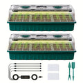 Seed Starter Trays with Grow Lights, 2pcs 72-Compartment Seedling Tray Kit, Plant Starter Kit with Humidity Regulator/Indoor Plant Starter Kit, Red, Blue, And White Spectrum Plant Lights, And Adjustable Brightness Plant Germination Trays.