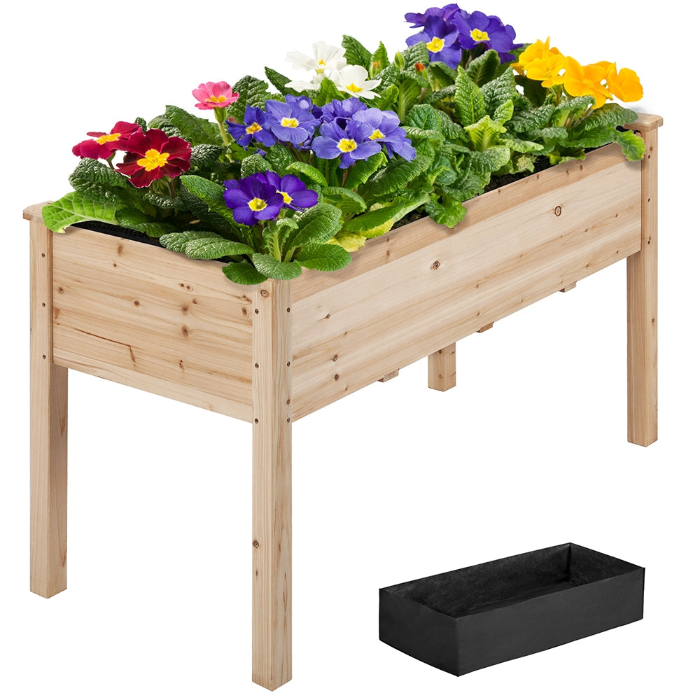 Costoffs Fir Wood Garden Bed Planter Box Raised Vegetables Flowers Bed Elevated Planter for Garden and Yard