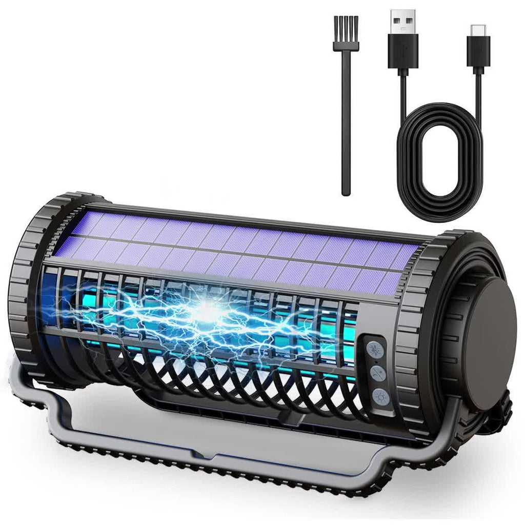 Solar Bug Zapper & Mosquito Killer Lamp - UV, Auto-Sensor, Dual Charging (Solar + USB) With 4000mAh Battery, Lighting Mode, For Indoor/Outdoor, Camping, Patio, Effectively Traps & Kills Mosquitoes, Flies, Gnats, Fruit Flies Mosquito Trap.
