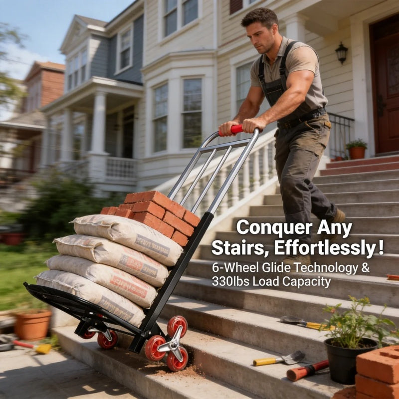 Portable Heavy-Duty Gardening Folding Cart | Equipped with Adjustable Buckles, Climbing Wheels, and Portable Lifting Function, Triangular Wheel Design, Easy to Store and Fold, High Load Capacity, Very Suitable for Transporting Heavy Items up and Down