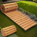 PIYPIY 3FT-16FT Roll-Out Wooden Garden Walkway with Rust-Resistant Steel Wire And Non-Slip Texture, Pavers for Outside Walkway - Suitable for Garden Additions, Backyard Decor, Poolside - Durable Wooden Walkway