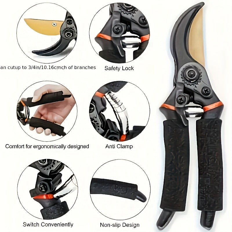 2pcs/3pcs Of Advanced Bypass Pruning Shears, Heavy-duty Ultra-sharp Manual Pruning Machine, Multi-functional Garden Pruning Tool, Heavy-duty Sharp Manual Pruner, Professional And Durable Plant Pruning Shears