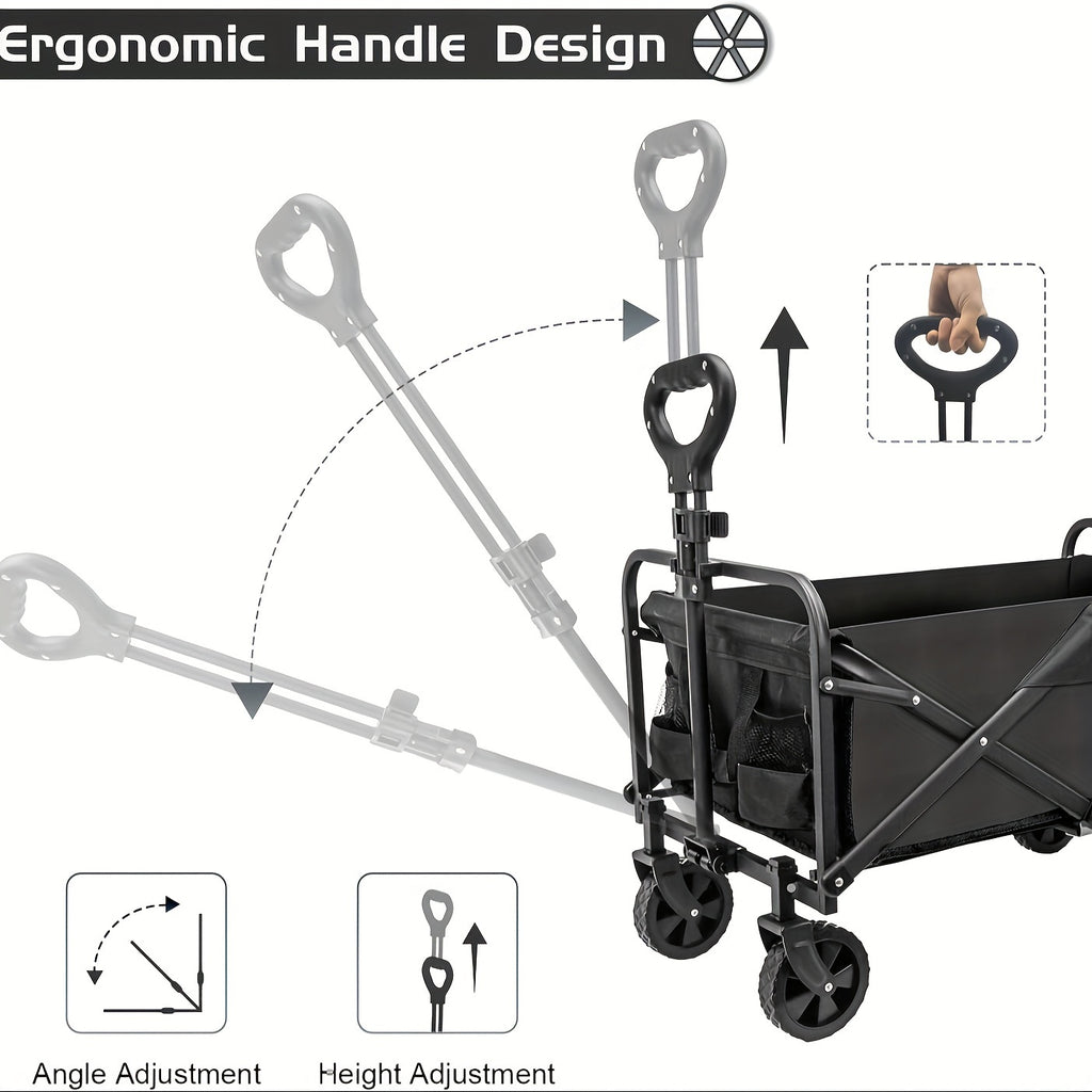 Car Portable Folding Station Wagon - Folding, Heavy Duty Wheels, Multi-functional for Beach, Camping & Grocery Shopping -  Can Carry 330lbs - For Outdoor Enthusiasts & Families